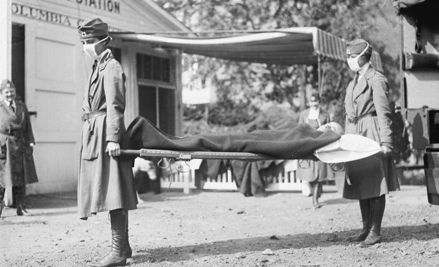 flu outbreak RedCrossLitterCarriersSpanishFluWashingtonDC
