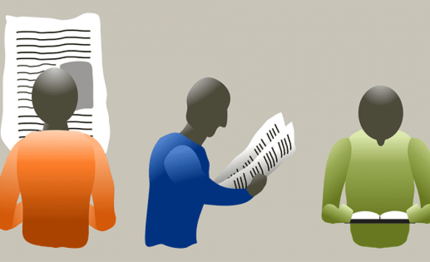 blog illustration of people reading the newspaper
