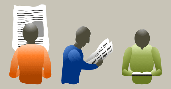 blog illustration of people reading the newspaper
